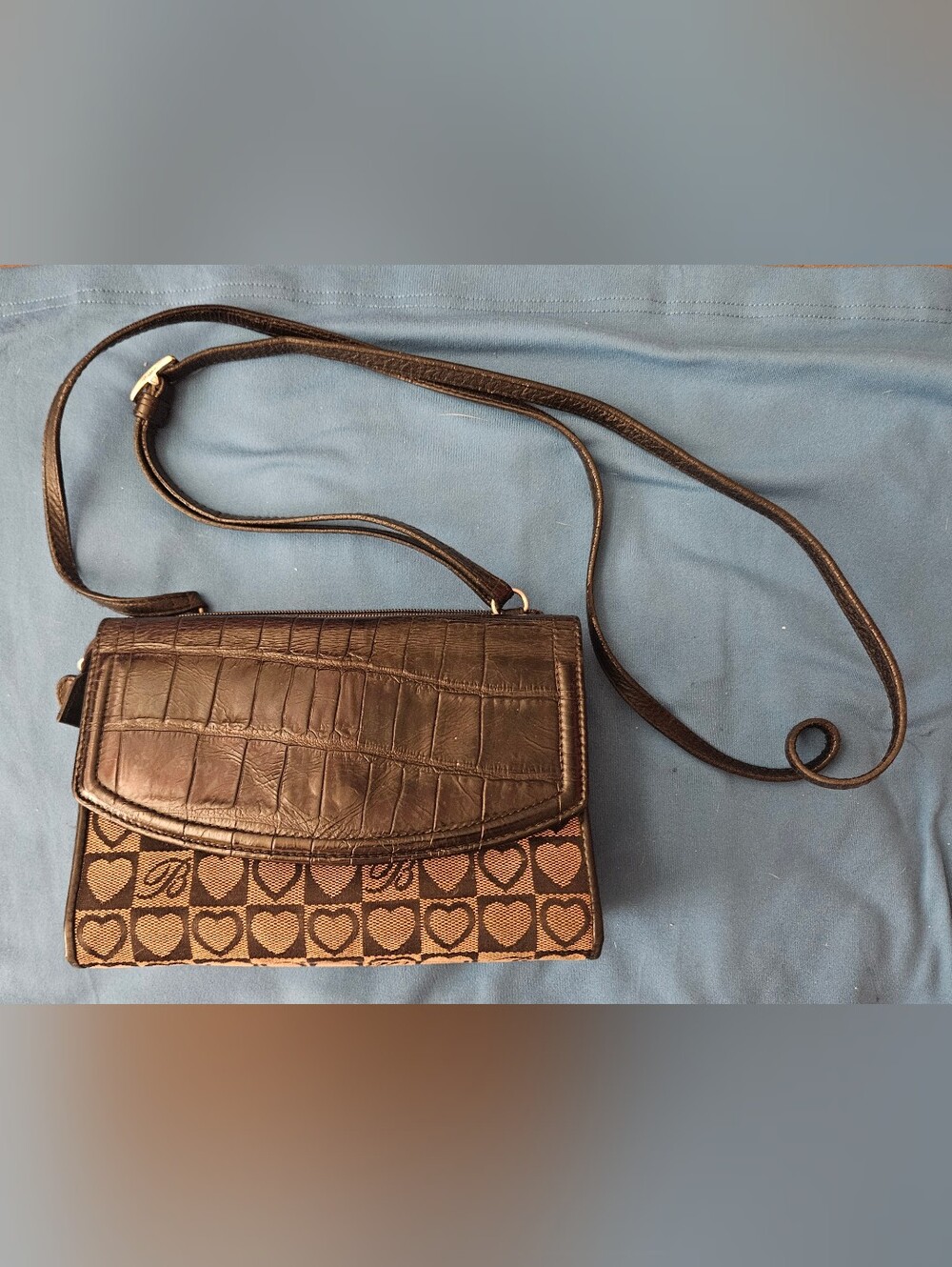 Brighton Brown Heart-Pattern Crossbody Bag